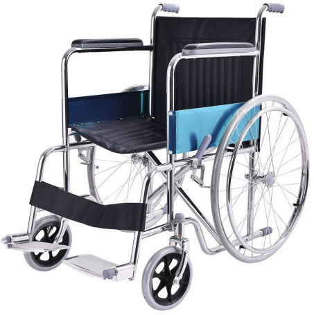 Economy Steel Manual Standard Wheelchair-Black & Silver