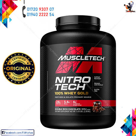 Muscletech Nitrotech 100% Whey Gold, Double Rich Chocolate, 5 Lbs