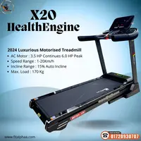 HealthEngine MOTION X20 Commercial Motorized Treadmill - 2024 New Model Running Machine
