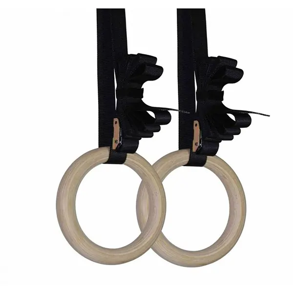 Wooden Gymnastic Rings Pull Up GYM Ring for Home Fitness Strength Training 1 Pair